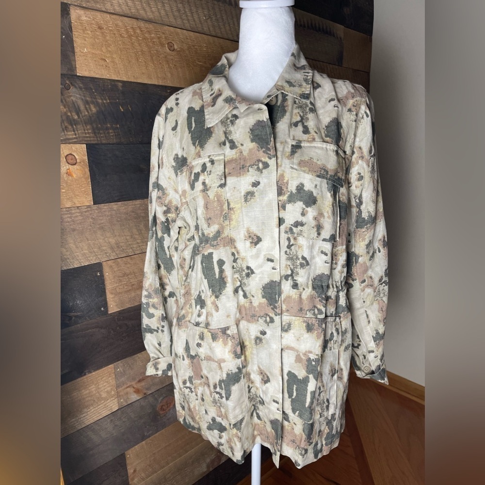Rails Fulton Camo Print Field Linen Jacket In Watercolor Camo Size Medium